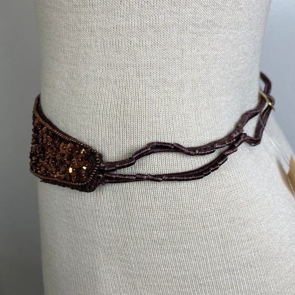 Vintage Brown & Bronze Sequin Belt - Has Original Tags - Straps Broken - Picture 7 of 12